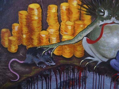 detail of underpainting - gold coins
